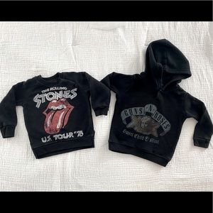 Baby rolling stone sweatshirt and GNR hoodie